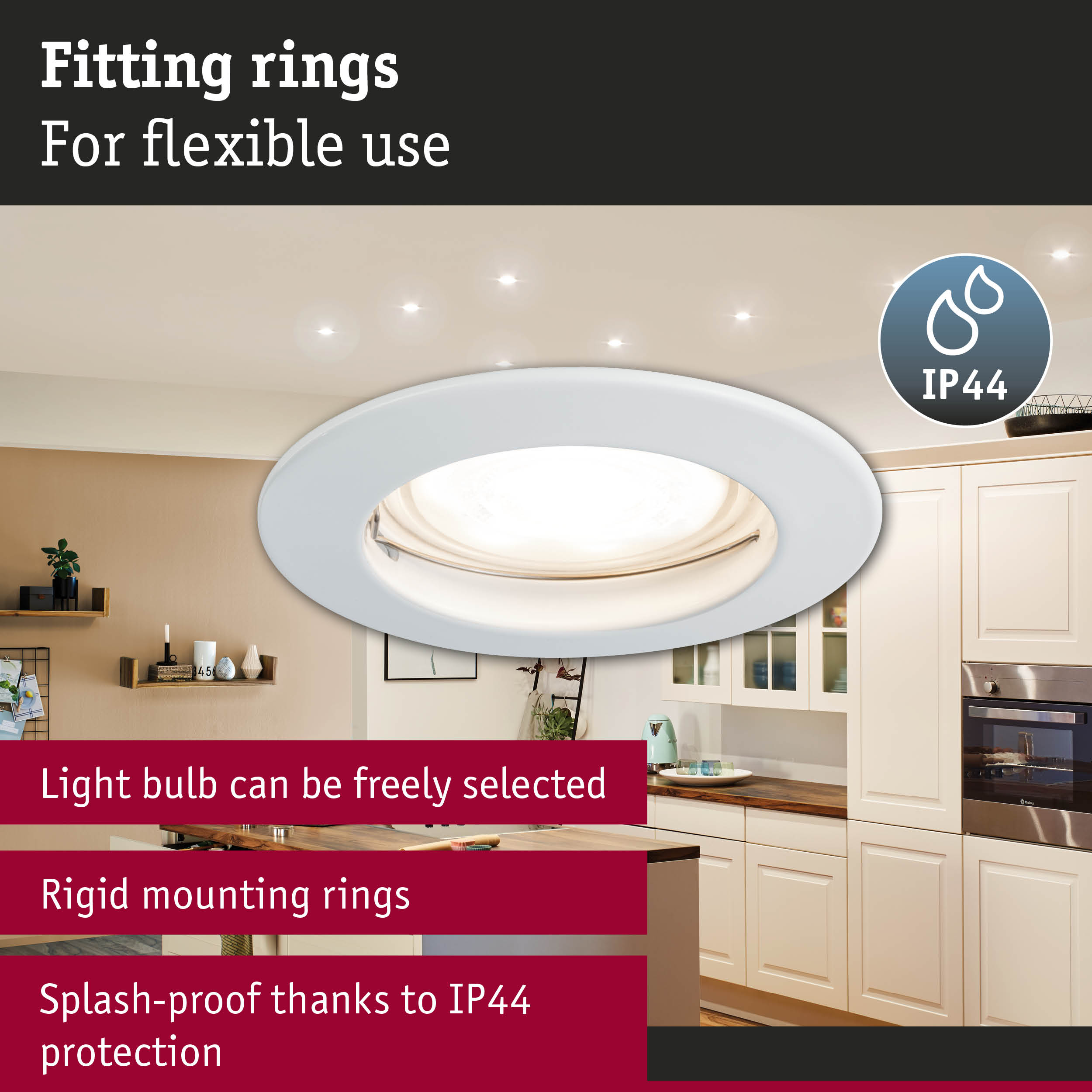 Premium LED Downlight IP44 round 79mm GU10 max. 50W 230V dimmable White
