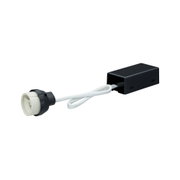 Black plastic housing with white cable and socket for LED lighting component, electrical accessory