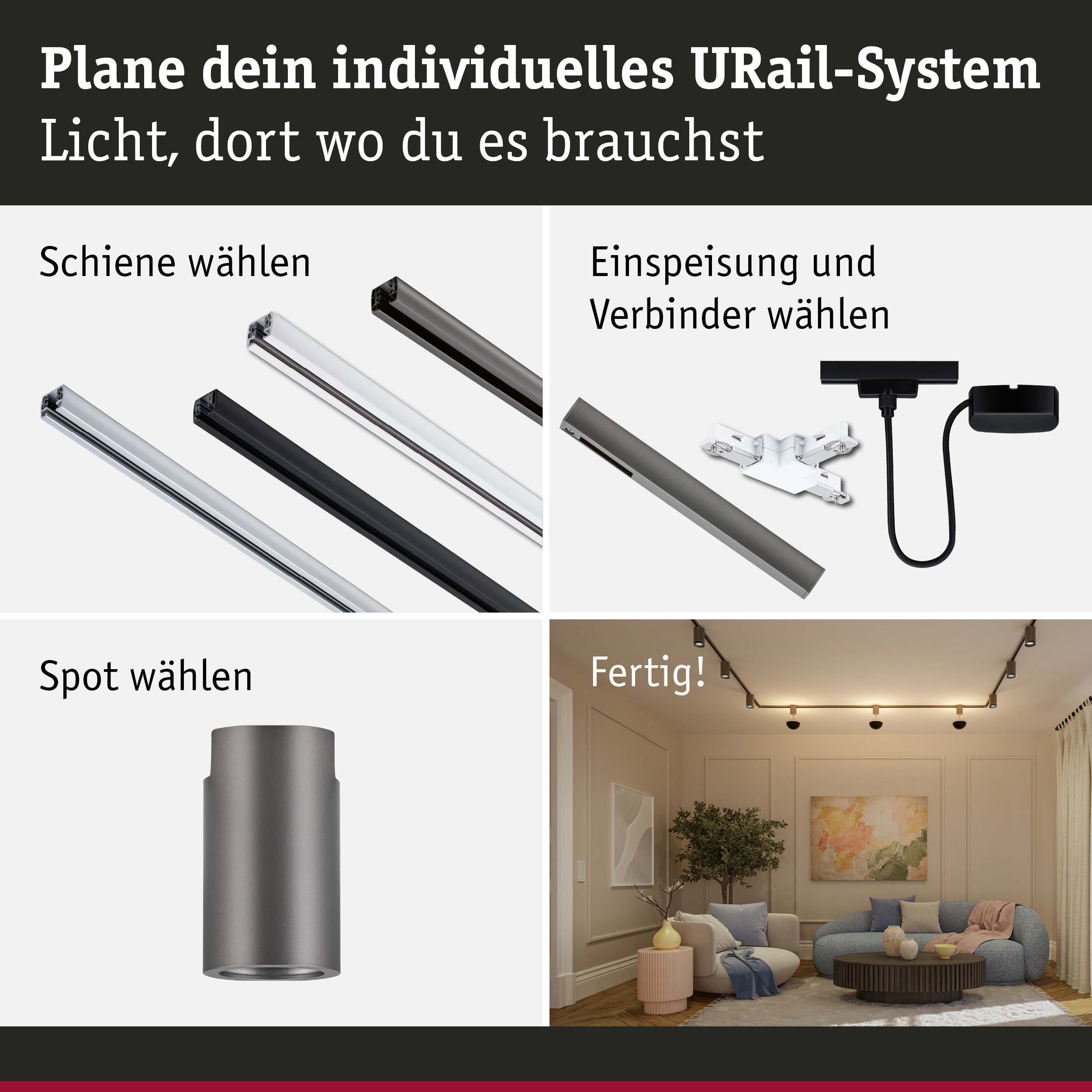 URail Schienenspot Socket E27 max. 20W dimmbar 230V Titanium