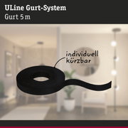 Schwarzes ULine Gurt-System mit 5 m Länge aus robustem Material für flexible Befestigungslösungen
