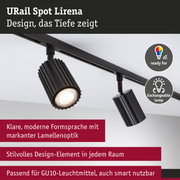 Schwarzer URail Spot Lirena mit markanter Lamellenoptik und austauschbarer Lampe für GU10-Leuchtmittel