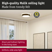 Malik ceiling light made of brown felt with direct and indirect lighting for living room