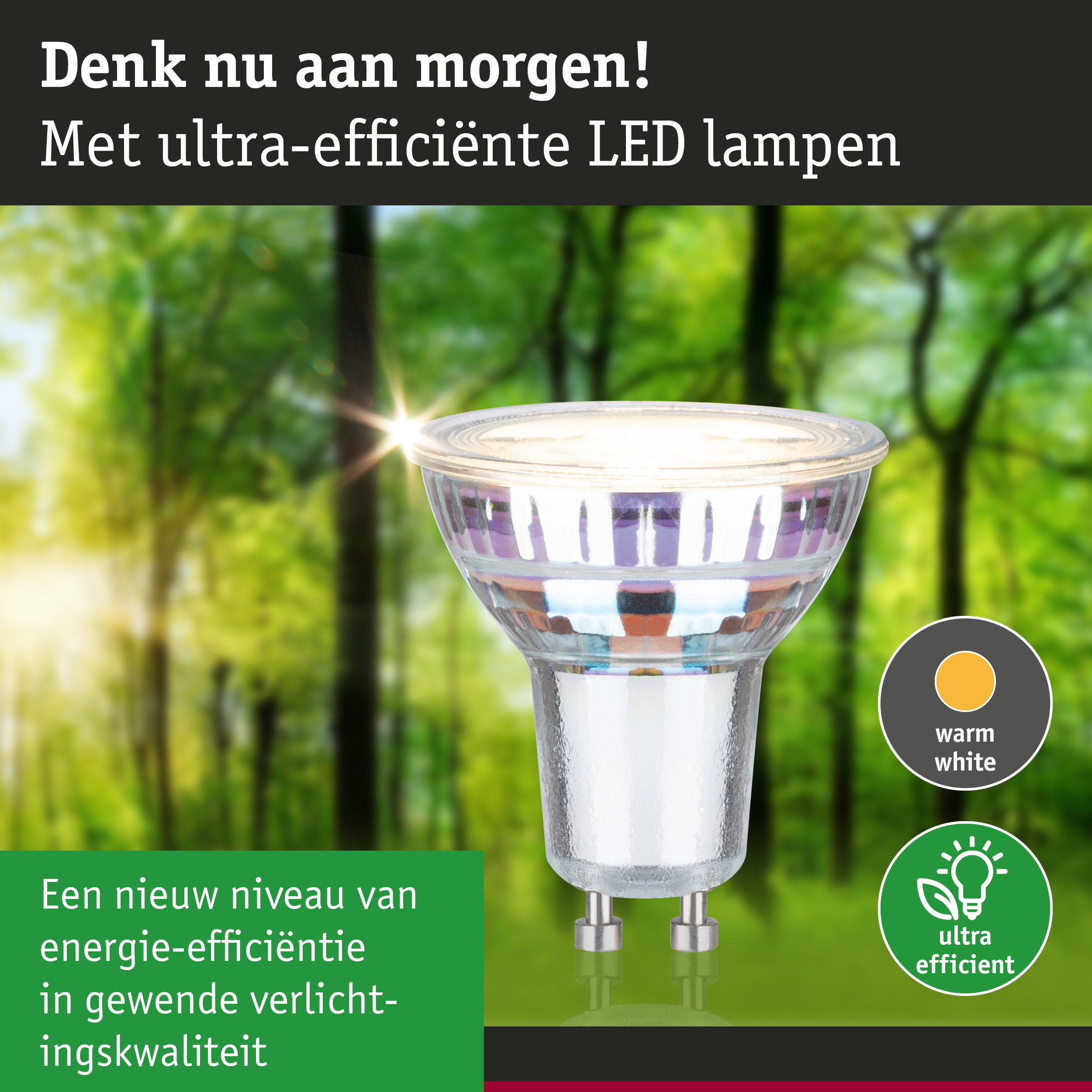 Heldere LED-lamp met GU10-fitting en warm wit licht voor energiezuinige verlichting
