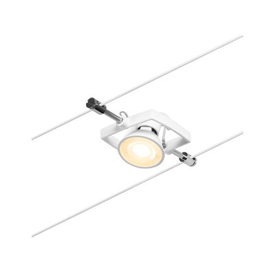 Spot LED blanc sur câble avec lampe réglable et support métallique pour éclairage moderne