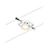 White LED cable spotlight with adjustable lamp and metal mount for modern lighting solutions