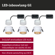 Witte LED-inbouwspots Gil met gouden reflector en zwarte aansluitkabel voor plafondverlichting