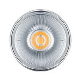 Round spotlight with silver aluminum housing and warm white LED for accent lighting in interiors