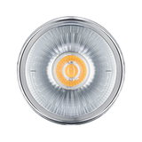 Rundstrahler mit silbernem Aluminiumgehäuse und warmweißem LED-Leuchtmittel für Akzentbeleuchtung