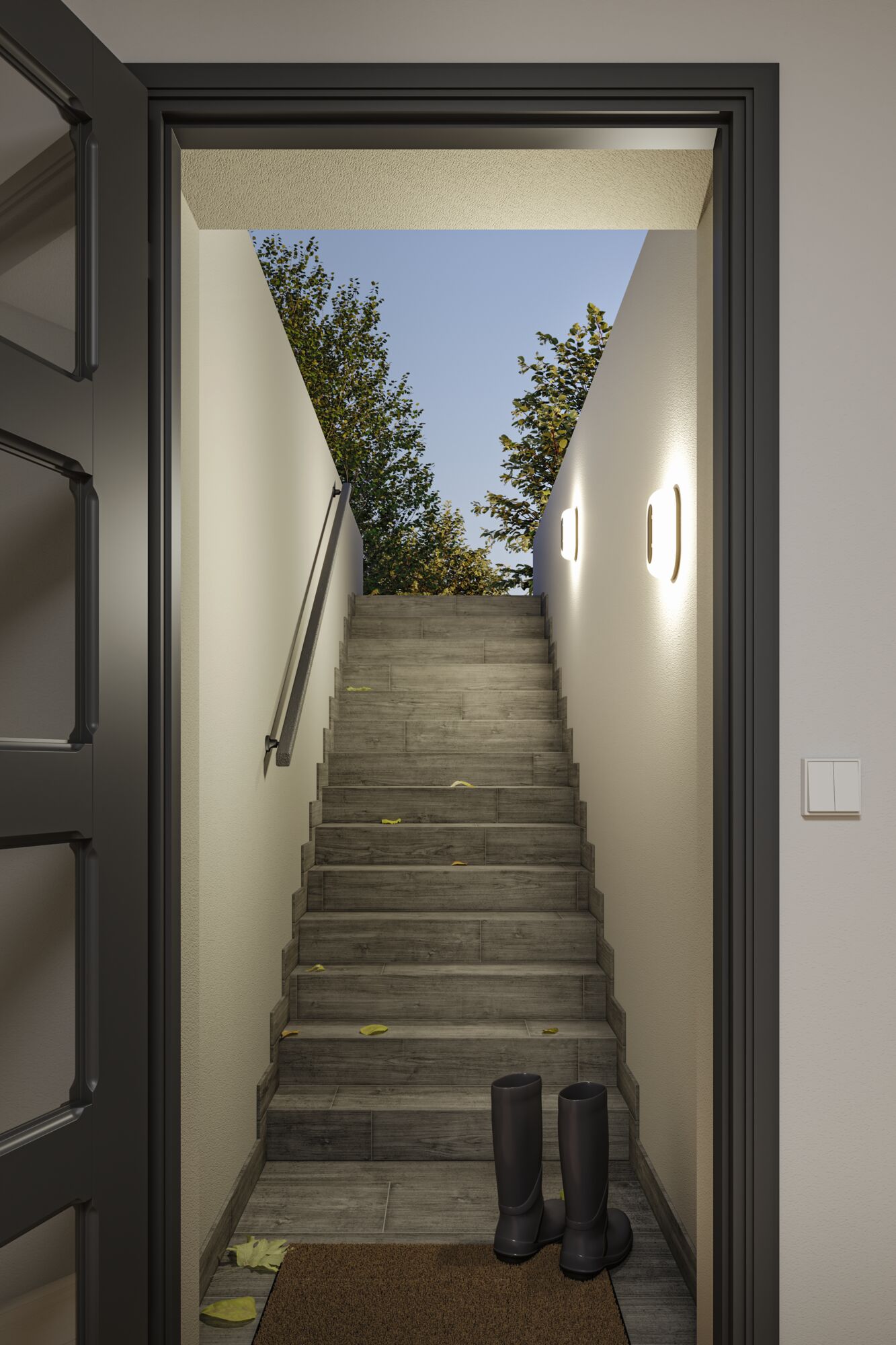 LED Exterior wall light Elunor IP65 elongated 122x212mm 2200 - 4000K 18,5W 1460lm 230V Anthracite/White Polycarbonate
