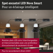 Spot encastré LED Nova Smart avec modules plats interchangeables et profondeur d'encastrement de 45 mm pour raccordement 230V