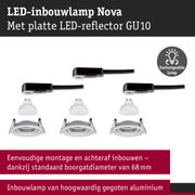 LED-inbouwlamp Nova met platte LED-reflector GU10, aluminium behuizing, wit licht