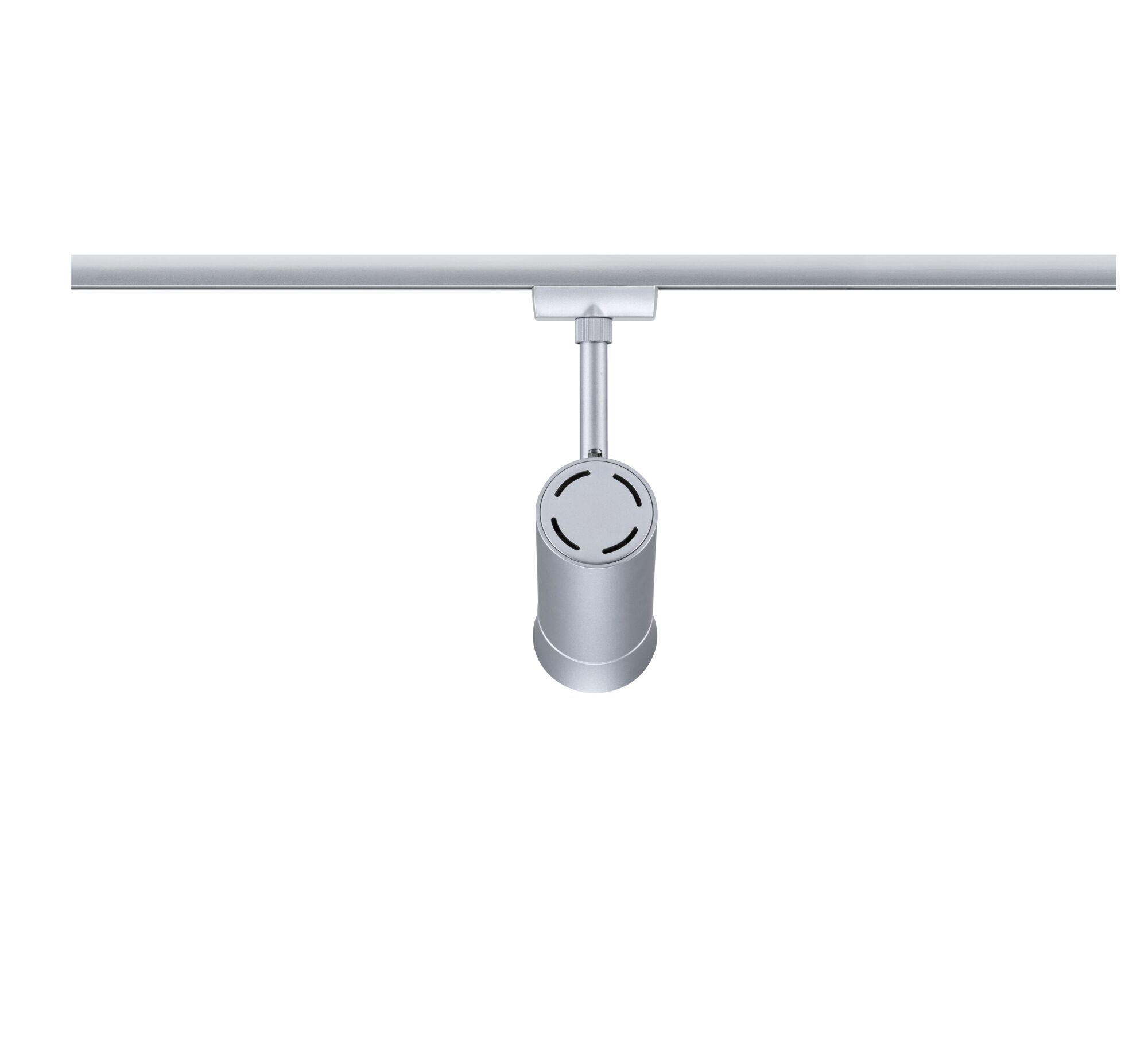 Modern silver metal LED spotlight for track systems, dimmable home lighting fixture