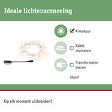 LED-lichtsnoer met warmwitte lampjes en zwarte kabel voor eenvoudige lichtscenering