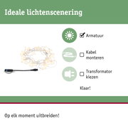 Lichtsnoer met warmwitte LED's en zwarte kabel voor flexibele verlichting zonder kabelmontage