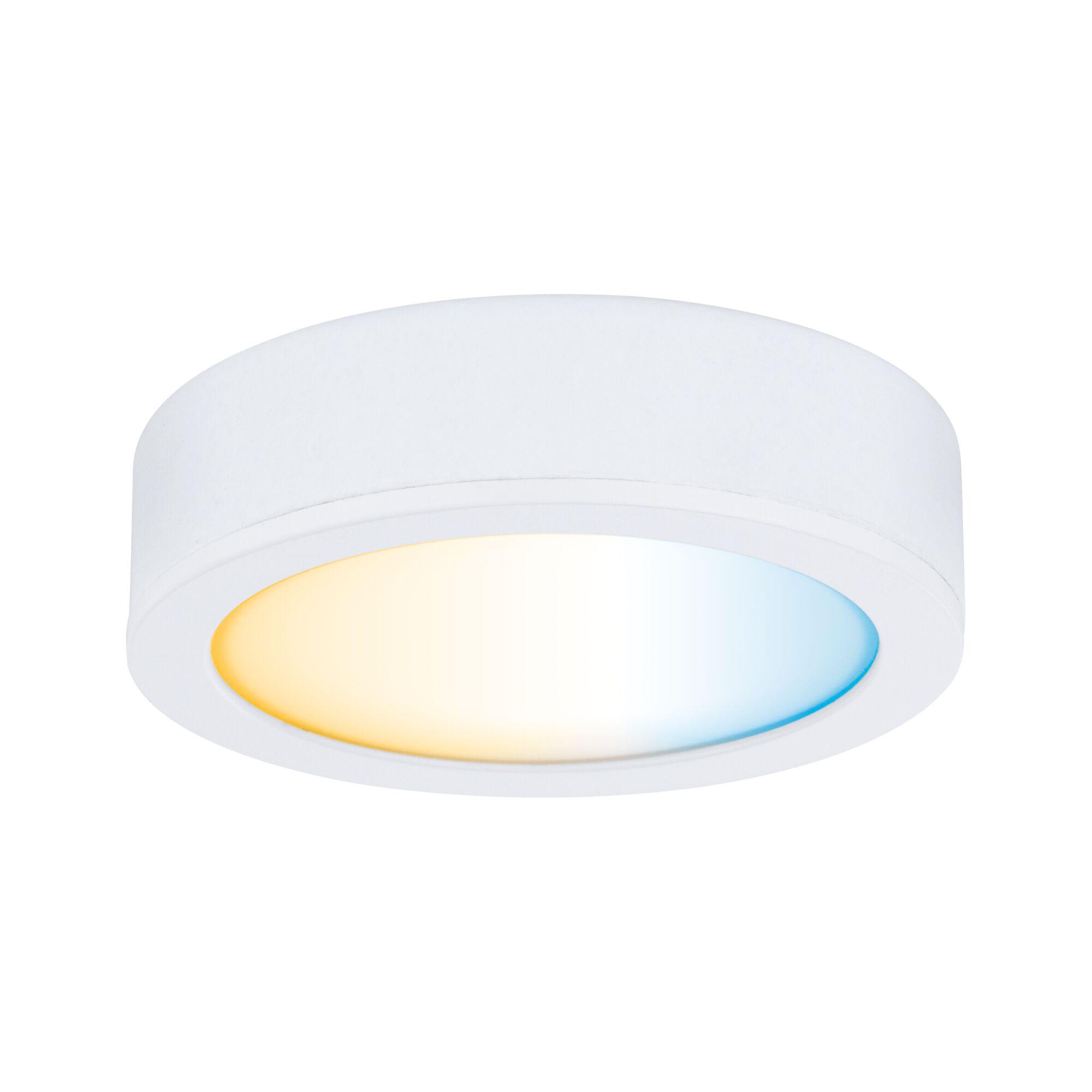 Round white LED ceiling light with warm and cool white light for modern room lighting