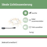 Weiße LED-Lichterkette mit Anschlusskabel für flexible Lichtinszenierung und Erweiterung
