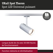 Spot LED URail Theron argenté avec fonction mémoire et longue durée de vie