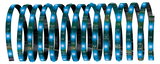 Flexible LED strip with blue LEDs on green circuit board for versatile lighting applications