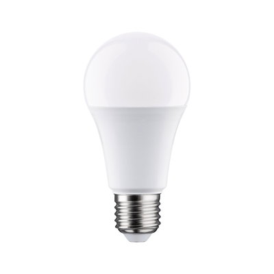 Weiße LED-Lampe mit E27-Fassung aus Kunststoff und Metall für energiesparende Beleuchtung