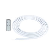 White LED light strip with remote control for brightness adjustment, flexible lighting accessory