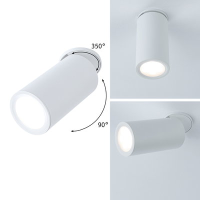 Weißer LED-Deckenstrahler aus Metall mit 90° Neigung und 350° Drehbarkeit für flexible Beleuchtung
