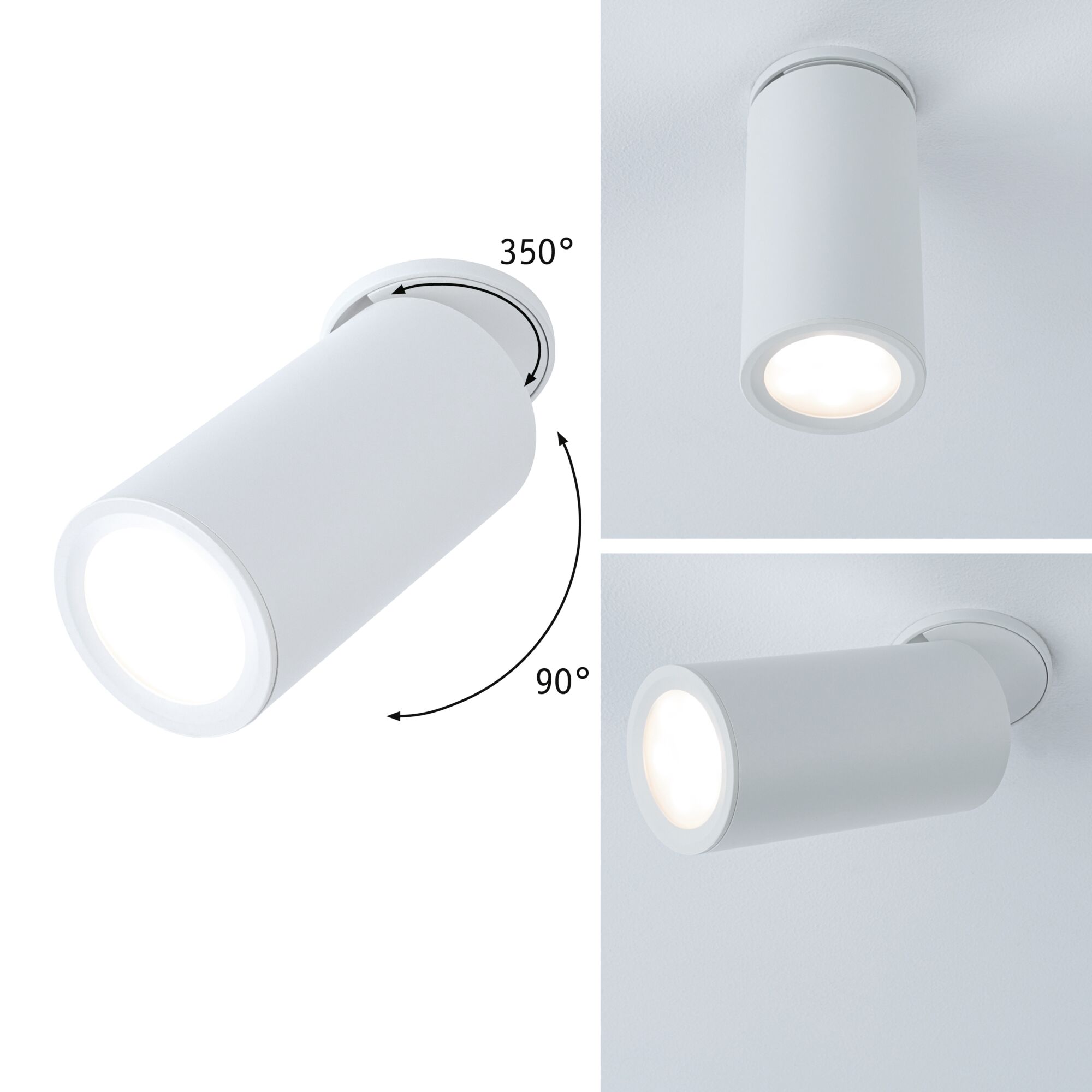 LED-inbouwlamp 3-Step-Dim Turnal rond 60mm 90° Coin 6W 470lm 230V dimbaar 2700K Wit mat Witte metalen LED-plafondspot met 90° kanteling en 350° draaibaar voor verstelbare verlichting
