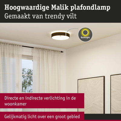 Moderne Malik plafondlamp van bruin vilt met indirect licht voor sfeervolle woonkamer