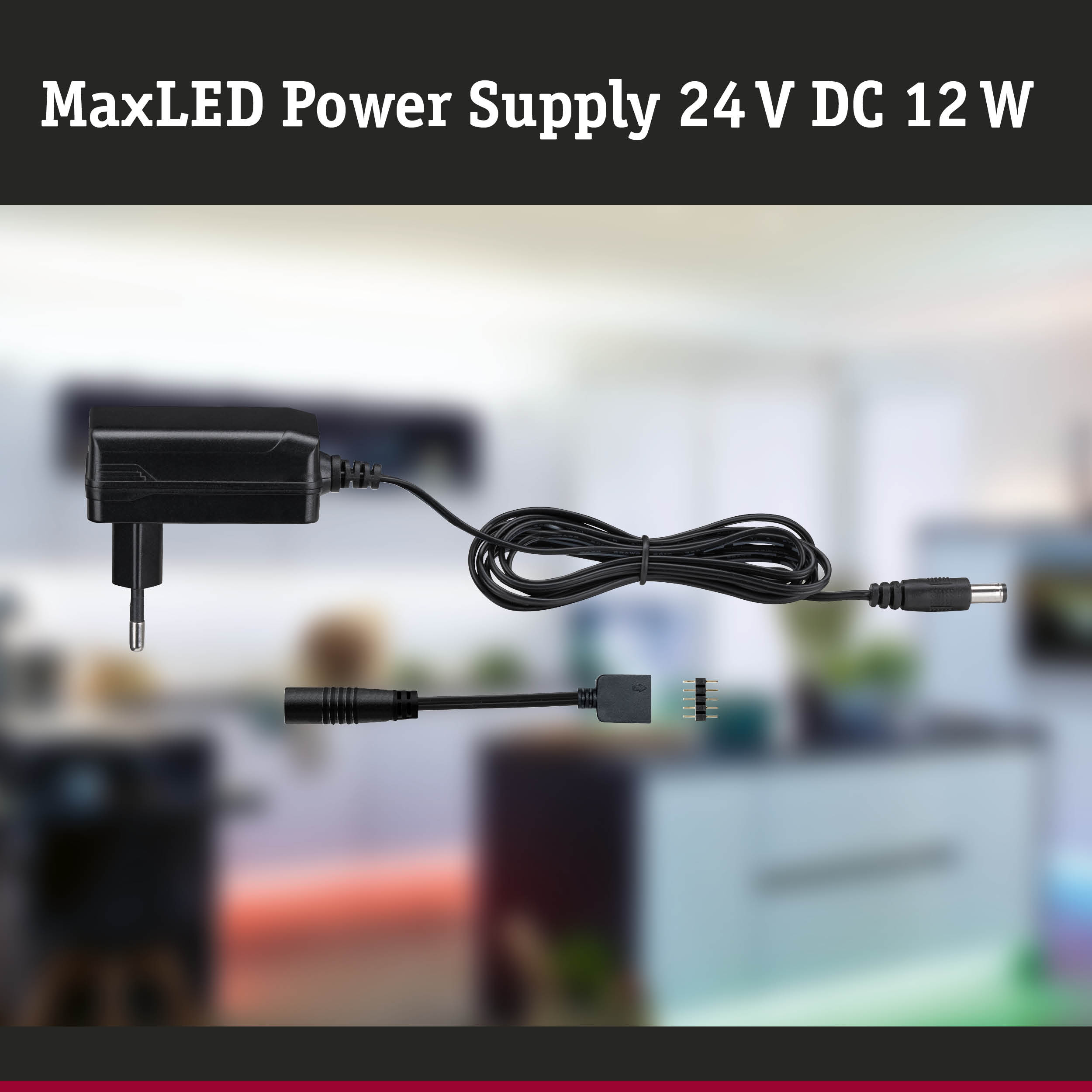 MaxLED Netzteil 24 V DC 12 W in Schwarz mit Kabel und Steckverbinder für LED-Beleuchtung