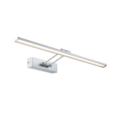 Slim silver metal LED wall light with warm white illumination for modern interior lighting