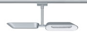 Moderner silberner LED-Schienenstrahler aus Metall für flexible Beleuchtung im Wohnraum