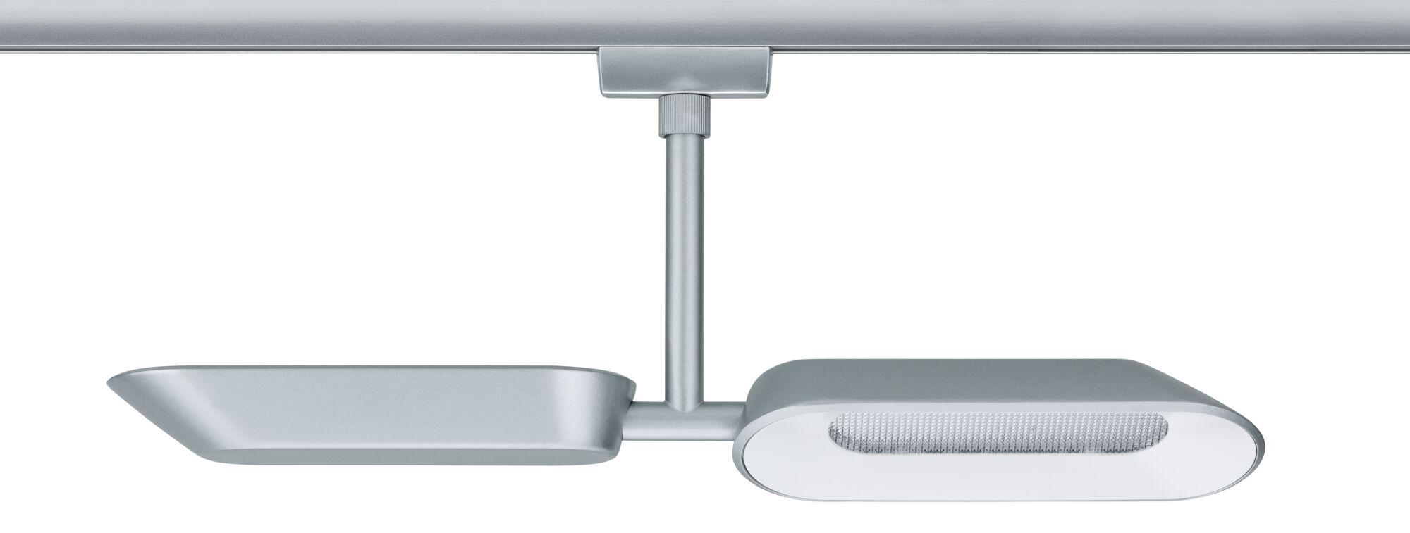 Moderner silberner LED-Schienenstrahler aus Metall für flexible Beleuchtung im Wohnraum