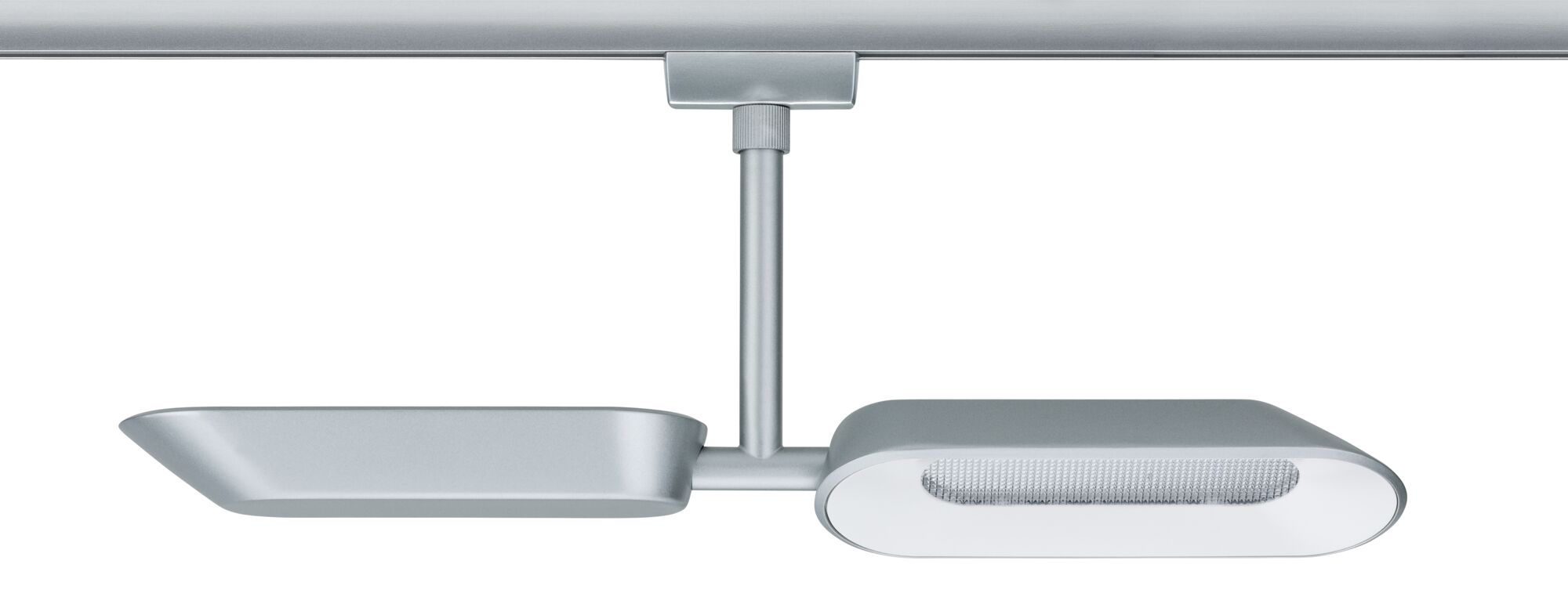 Modern silver metal LED track spotlight with oval shape for focused room lighting