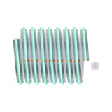 Flexibele LED-strip met groen licht en transparante connector voor diverse verlichtingsdoeleinden.