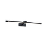 Black metal LED wall light with long slim bar for modern indoor lighting and home decor
