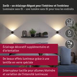 Appliques murales sans fil noires avec lumière blanche chaude pour intérieur et extérieur, dimmables tactile.