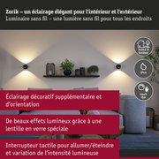 Applique murale noire élégante Zorik avec lumière LED blanc chaud pour intérieur et extérieur