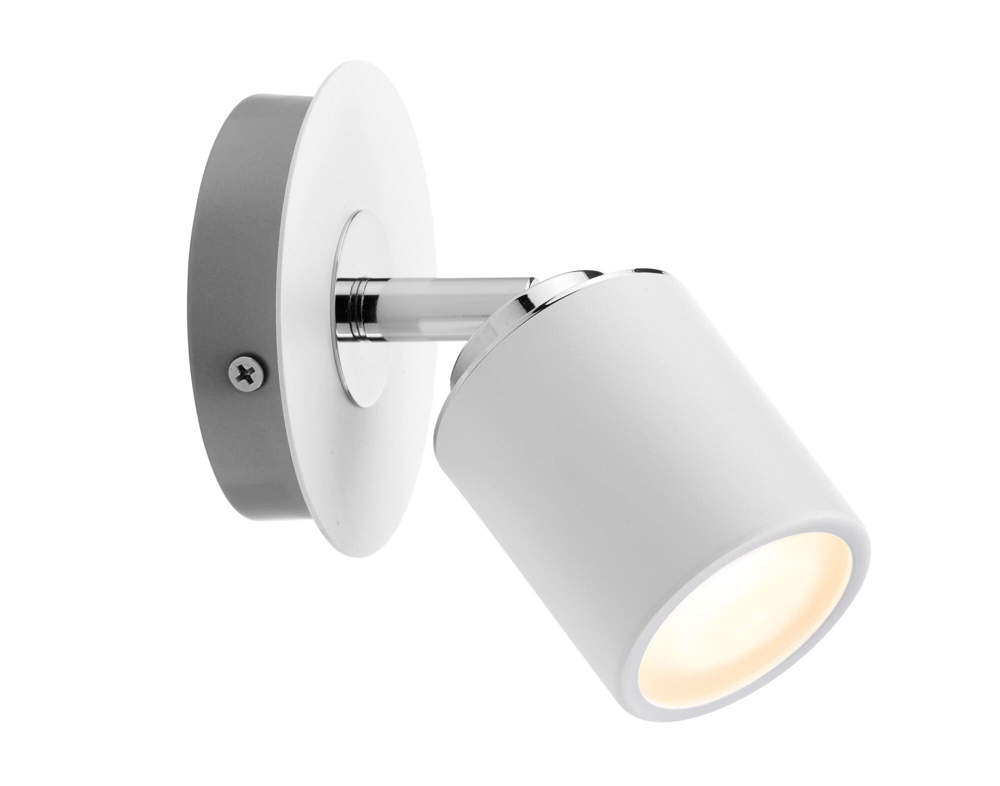 Modern white metal LED wall spotlight with adjustable head for accent lighting in interiors