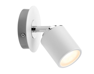 Modern white metal LED wall spotlight with adjustable head for accent lighting in interiors