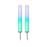 Two slim LED light bars with blue-green gradient, modern ambient lighting with cable connection.