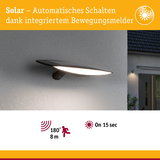 Solarbetriebene schwarze Außenwandleuchte mit Bewegungsmelder und automatischem Schalten für Garten und Terrasse