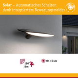 Solarbetriebene schwarze Außenwandleuchte mit Bewegungsmelder und automatischem Schalten für Garten und Terrasse