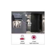 Outdoor wall light with house number 27c, black material, illuminated and snow-covered, long-lasting LED lighting