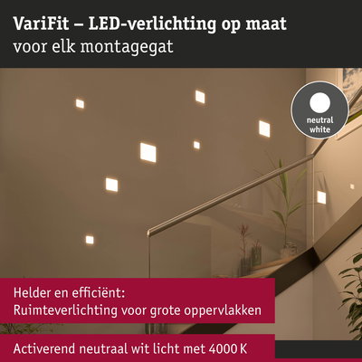 VariFit LED-verlichting in neutraal wit voor trap met glazen leuning en planten