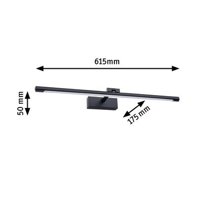 Schwarze LED-Wandleuchte aus Metall mit 615 mm Länge und 50 mm Höhe, moderne Innenbeleuchtung