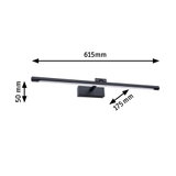 Black metal LED wall light 615 mm long and 50 mm high, modern indoor lighting fixture