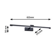Zwarte metalen LED-wandlamp van 615 mm lang en 50 mm hoog, moderne binnenverlichting