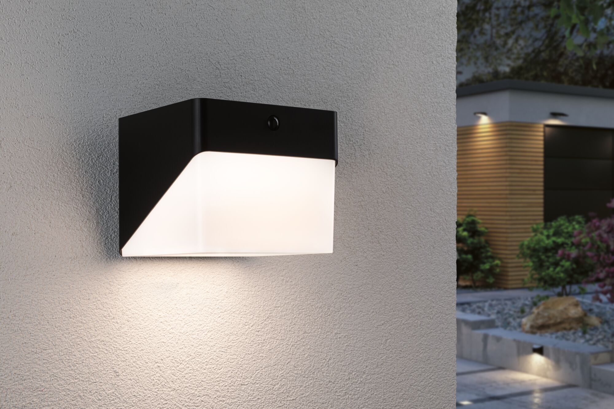 Hybrid Applique d'extérieur LED Lioren House 230V + Solaire IP44 carré 170x170mm 3000K 2,3W 230lm 230V Noir