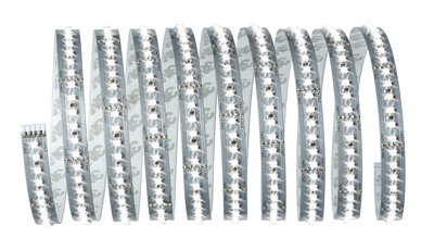 Flexible LED-Lichtleiste mit weißen LEDs auf silberner Platine, 24V Stromversorgung, Beleuchtungsschlauch