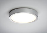 Runde Deckenleuchte aus weißem Aluminium mit warmweißem LED-Licht für moderne Innenräume
