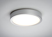Runde Deckenleuchte aus weißem Aluminium mit warmweißem LED-Licht für moderne Innenräume